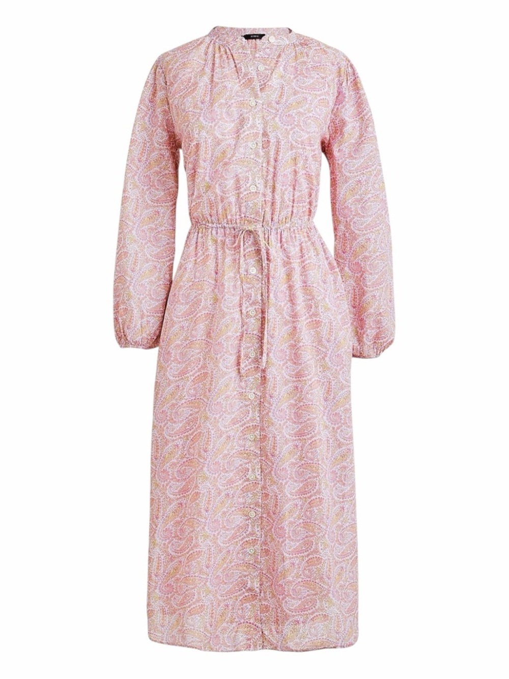 J. Crew Tie-Waist Cotton Voile Midi Dress in Beach Paisley. Size 2.